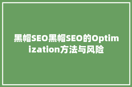 黑帽SEO黑帽SEO的Optimization方法与风险