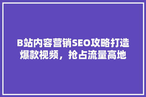 B站内容营销SEO攻略打造爆款视频，抢占流量高地 SEO关键词