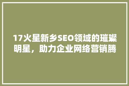 17火星新乡SEO领域的璀璨明星，助力企业网络营销腾飞