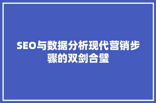 SEO与数据分析现代营销步骤的双剑合璧 必应SEO