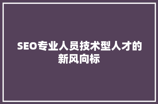SEO专业人员技术型人才的新风向标