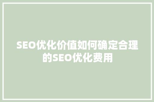 SEO优化价值如何确定合理的SEO优化费用