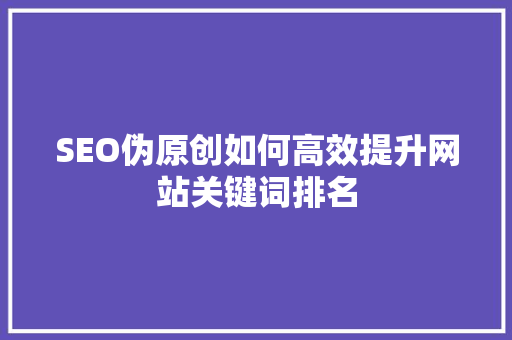 SEO伪原创如何高效提升网站关键词排名 网站建设公司