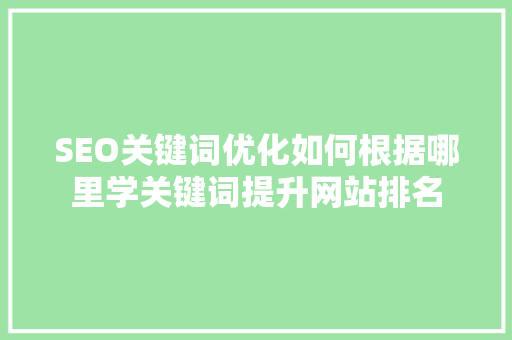 SEO关键词优化如何根据哪里学关键词提升网站排名
