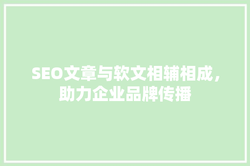 SEO文章与软文相辅相成，助力企业品牌传播 网站建设公司