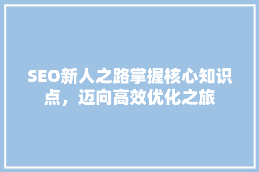 SEO新人之路掌握核心知识点，迈向高效优化之旅 网站建设公司