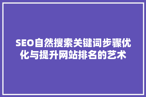 SEO自然搜索关键词步骤优化与提升网站排名的艺术