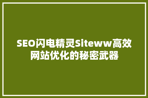 SEO闪电精灵Siteww高效网站优化的秘密武器 搜狗SEO