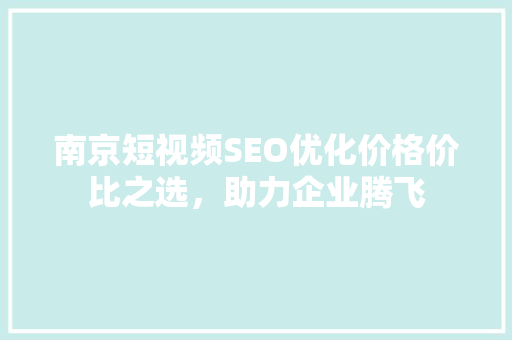 南京短视频SEO优化价格价比之选，助力企业腾飞