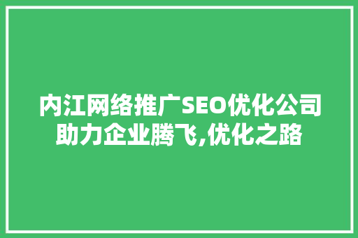 内江网络推广SEO优化公司助力企业腾飞,优化之路