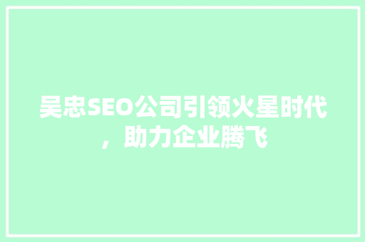 吴忠SEO公司引领火星时代，助力企业腾飞