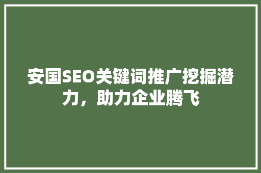 安国SEO关键词推广挖掘潜力，助力企业腾飞
