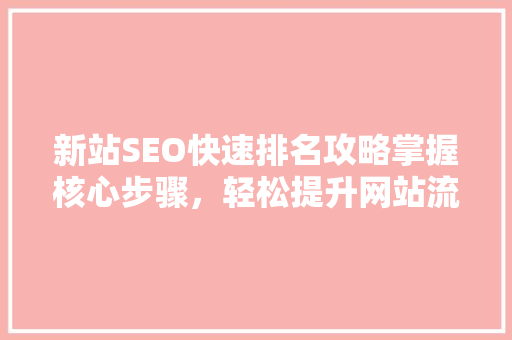 新站SEO快速排名攻略掌握核心步骤，轻松提升网站流量