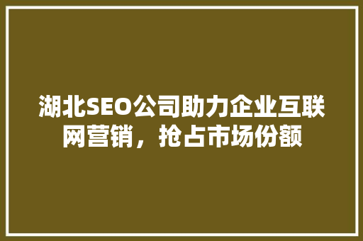 湖北SEO公司助力企业互联网营销，抢占市场份额
