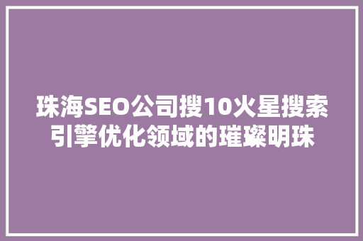珠海SEO公司搜10火星搜索引擎优化领域的璀璨明珠 必应SEO