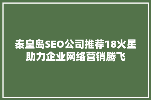秦皇岛SEO公司推荐18火星助力企业网络营销腾飞