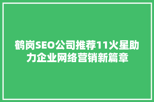 鹤岗SEO公司推荐11火星助力企业网络营销新篇章 网站建设公司