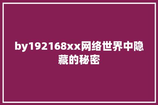 by192168xx网络世界中隐藏的秘密 必应SEO