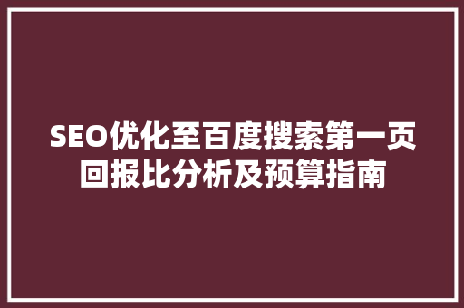 SEO优化至百度搜索第一页回报比分析及预算指南 网站建设公司