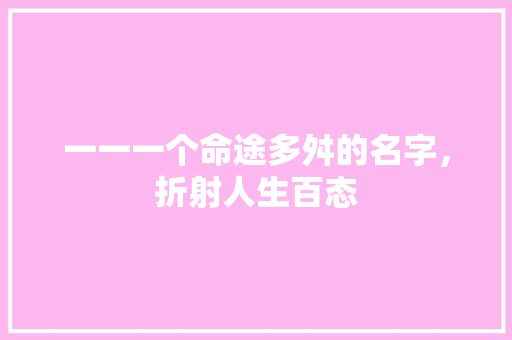 一一一个命途多舛的名字，折射人生百态 必应SEO