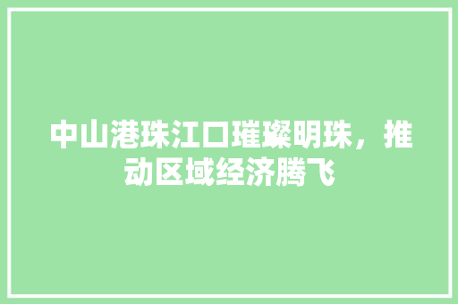 中山港珠江口璀璨明珠，推动区域经济腾飞 神马SEO