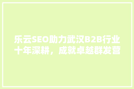 乐云SEO助力武汉B2B行业十年深耕，成就卓越群发营销之路 必应SEO