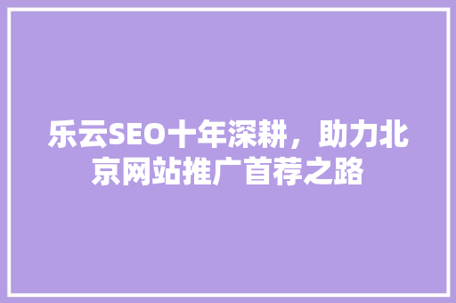 乐云SEO十年深耕，助力北京网站推广首荐之路 网站建设公司
