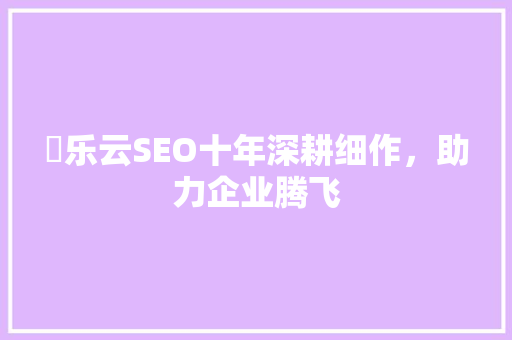 乚乐云SEO十年深耕细作，助力企业腾飞 神马SEO