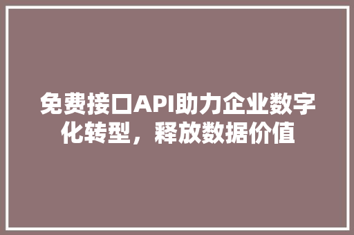 免费接口API助力企业数字化转型，释放数据价值