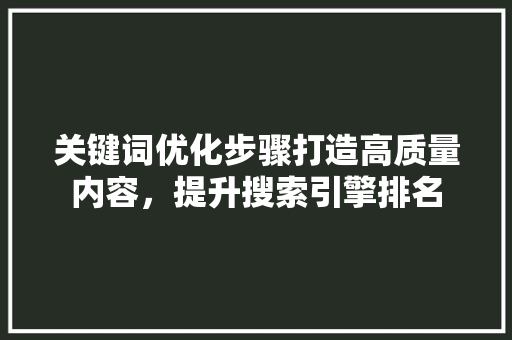 关键词优化步骤打造高质量内容，提升搜索引擎排名