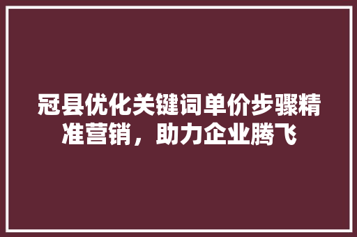冠县优化关键词单价步骤精准营销，助力企业腾飞 SEO关键词