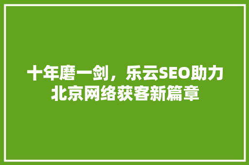 十年磨一剑，乐云SEO助力北京网络获客新篇章 SEO关键词