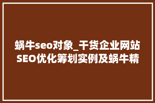 蜗牛seo对象_干货企业网站SEO优化筹划实例及蜗牛精灵软件的运用 蜗牛seo对象_干货企业网站SEO优化筹划实例及蜗牛精灵软件的运用 必应SEO