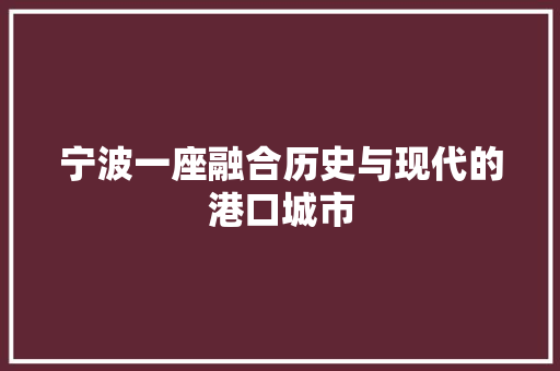 宁波一座融合历史与现代的港口城市 必应SEO