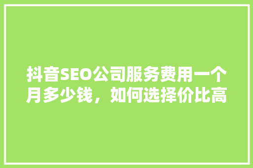 抖音SEO公司服务费用一个月多少钱，如何选择价比高的服务商 百度SEO