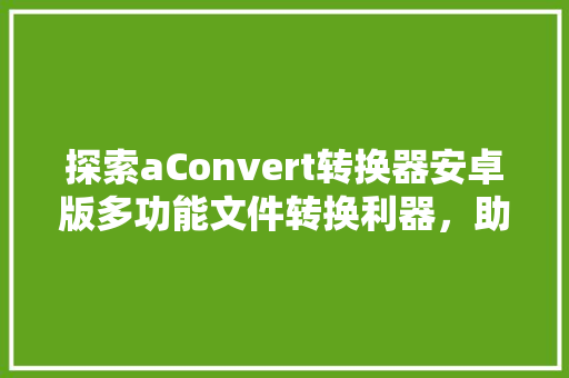 探索aConvert转换器安卓版多功能文件转换利器，助您轻松应对各种文件格式挑战 SEO关键词