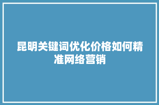 昆明关键词优化价格如何精准网络营销 百度SEO