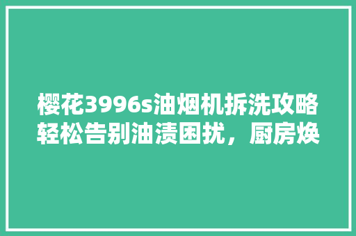 樱花3996s油烟机拆洗攻略轻松告别油渍困扰，厨房焕然一新 网站建设公司