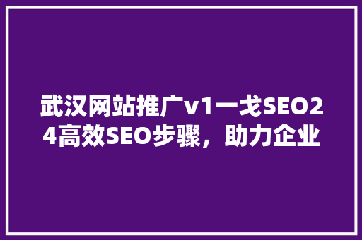武汉网站推广v1一戈SEO24高效SEO步骤，助力企业腾飞