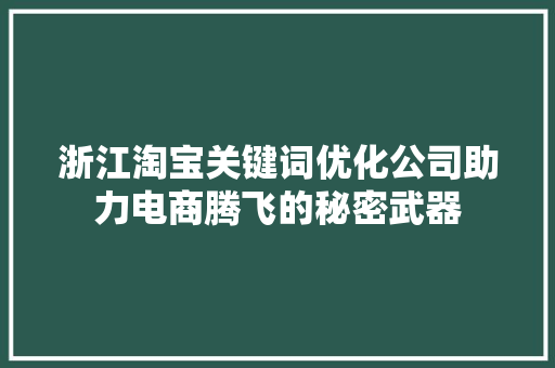 浙江淘宝关键词优化公司助力电商腾飞的秘密武器 必应SEO