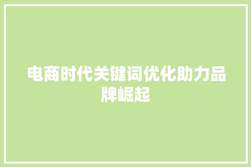 电商时代关键词优化助力品牌崛起