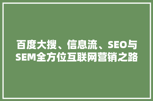 百度大搜、信息流、SEO与SEM全方位互联网营销之路