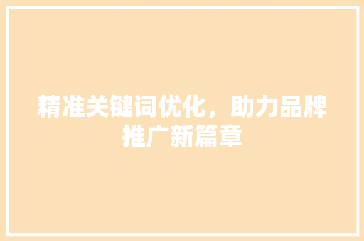 精准关键词优化，助力品牌推广新篇章 神马SEO