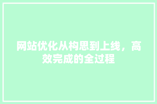 网站优化从构思到上线，高效完成的全过程 网站建设公司