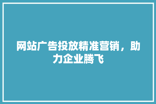 网站广告投放精准营销，助力企业腾飞 网站建设公司