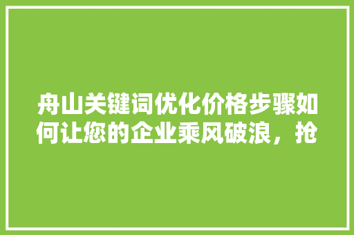 舟山关键词优化价格步骤如何让您的企业乘风破浪，抢占网络先机 神马SEO
