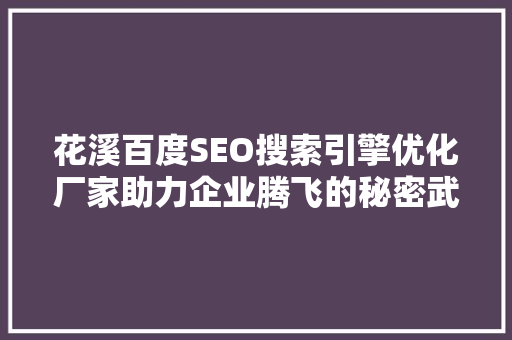 花溪百度SEO搜索引擎优化厂家助力企业腾飞的秘密武器 网站建设公司