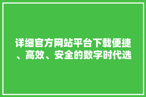 详细官方网站平台下载便捷、高效、安全的数字时代选择 必应SEO