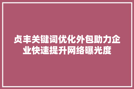 贞丰关键词优化外包助力企业快速提升网络曝光度 百度SEO