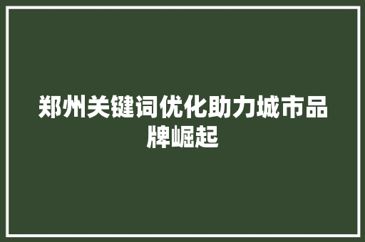 郑州关键词优化助力城市品牌崛起